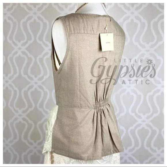 A’reve Peplum Lace Layered Tunic Vest Style Top - Picture 4 of 14